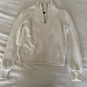 Cream colored knit quarter zip pullover